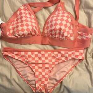 Kona Sol Pink Checkered Bikini